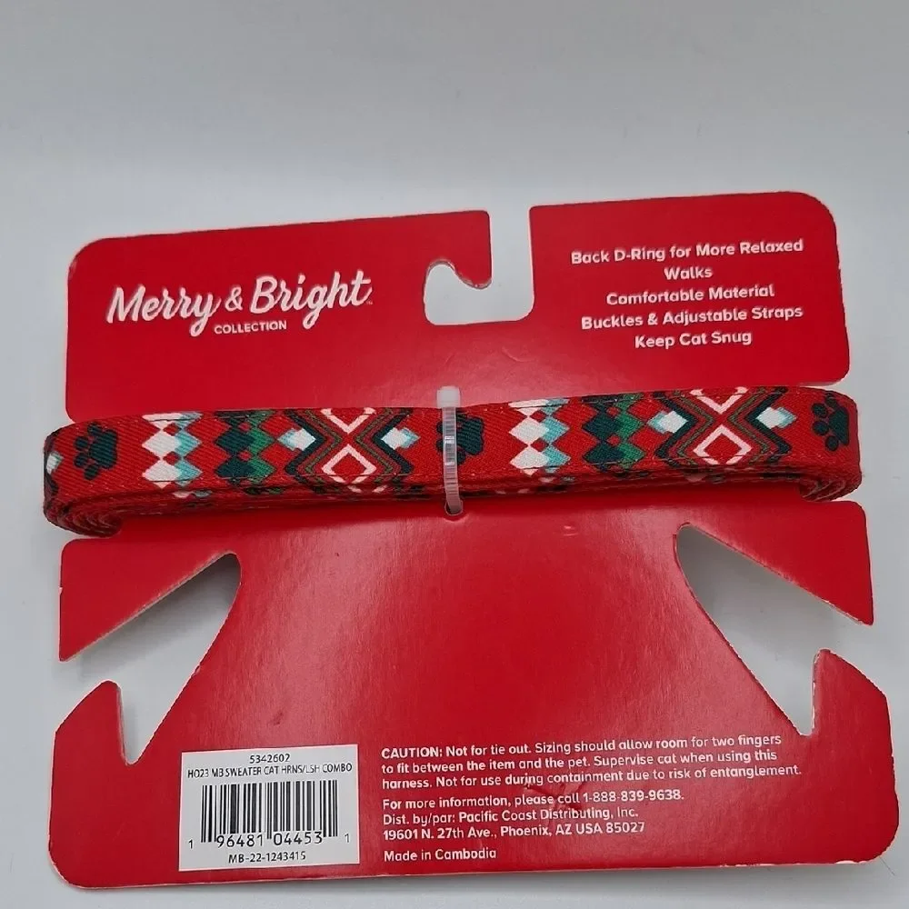 Cat Leash Red Atzec Holiday Leash